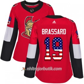 Dame Ishockey Ottawa Senators Tröja Derick Brassard 19 Adidas 2017-2018 Röd USA Flag Fashion Authentic
